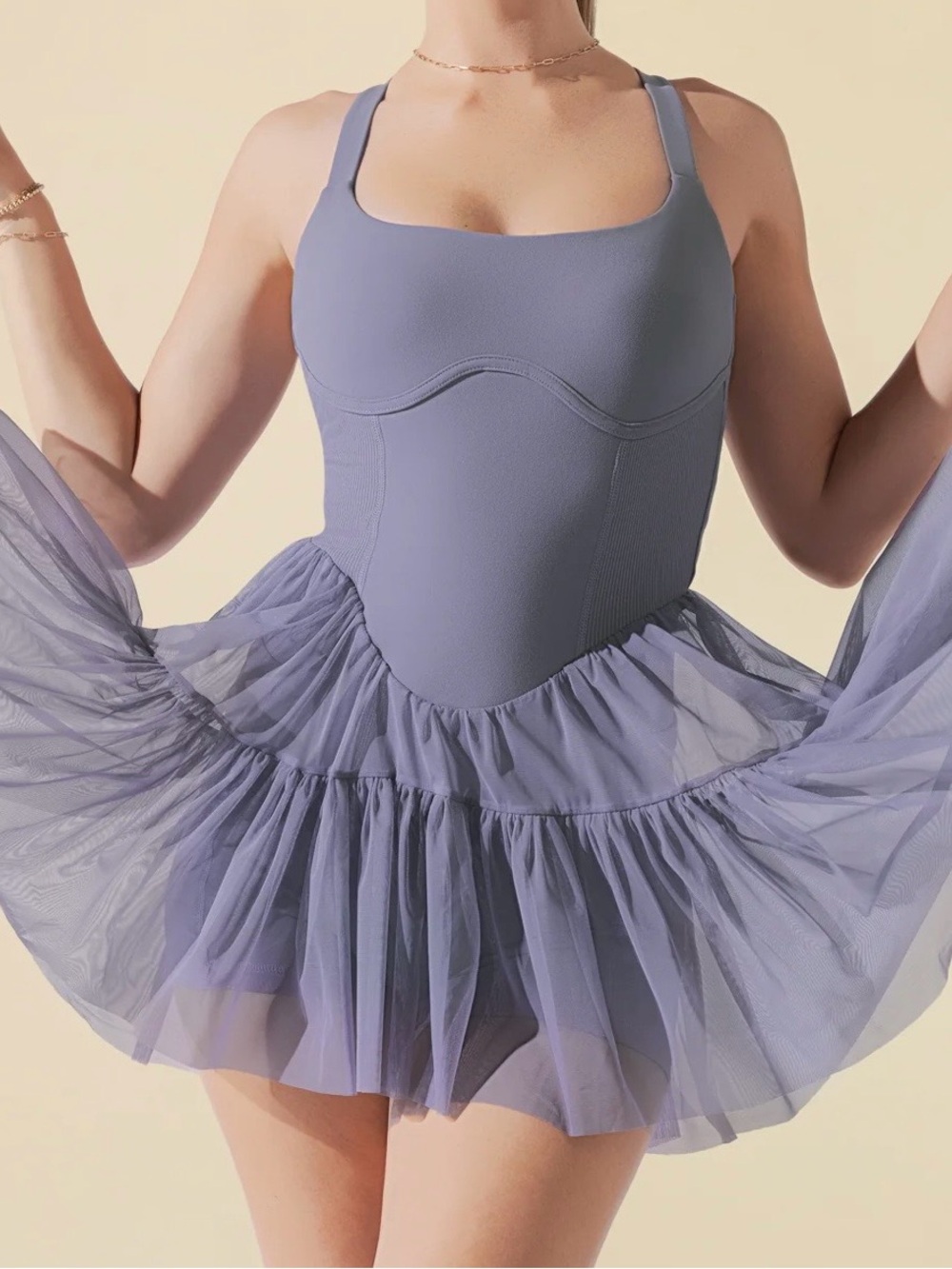 Popflex Corset Pirouette Dress in Blue Mist